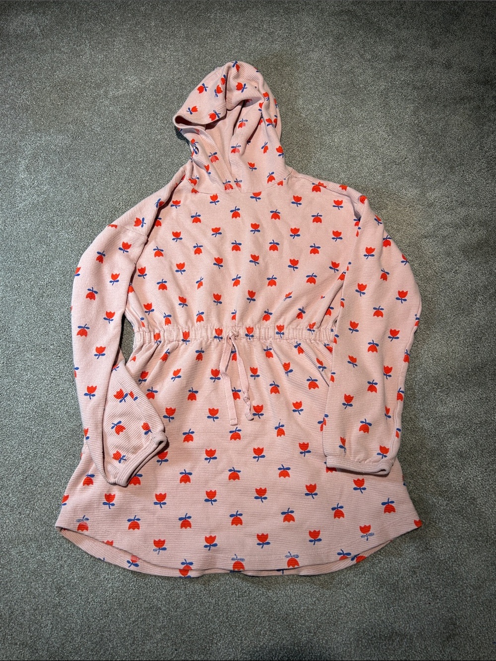 Hanna Andersson Pink Floral Hooded Drawstring Tunic